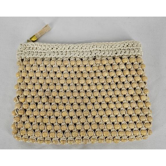 MADEWELL WOMEN'S 100% WOODEN BEADS 100% COTTON CORE POUCH PURSE STYLE A0742A - Picture 2 of 9